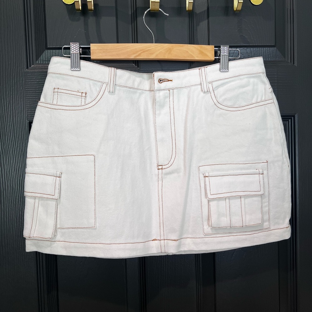 Sophie the Label white cargo skirt